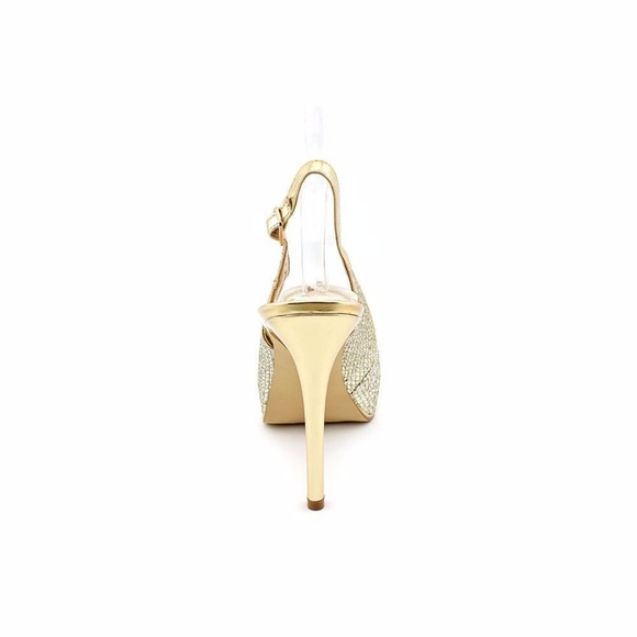 Guess Gold Peep Toe Slingback Heel NWOB - Picture 6 of 8